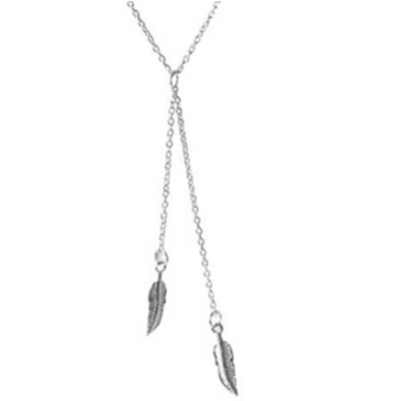 NEW Boho Double Feather Lariat Necklace - Picture 3 of 5